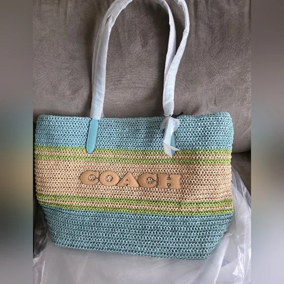 Coach Straw City Tote- New With Tags - Picture 1 of 6